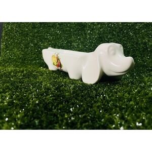 Vintage Dachshund Cracker Server Dish Handpainted Pottery Dog MCM Kitsch Cottage